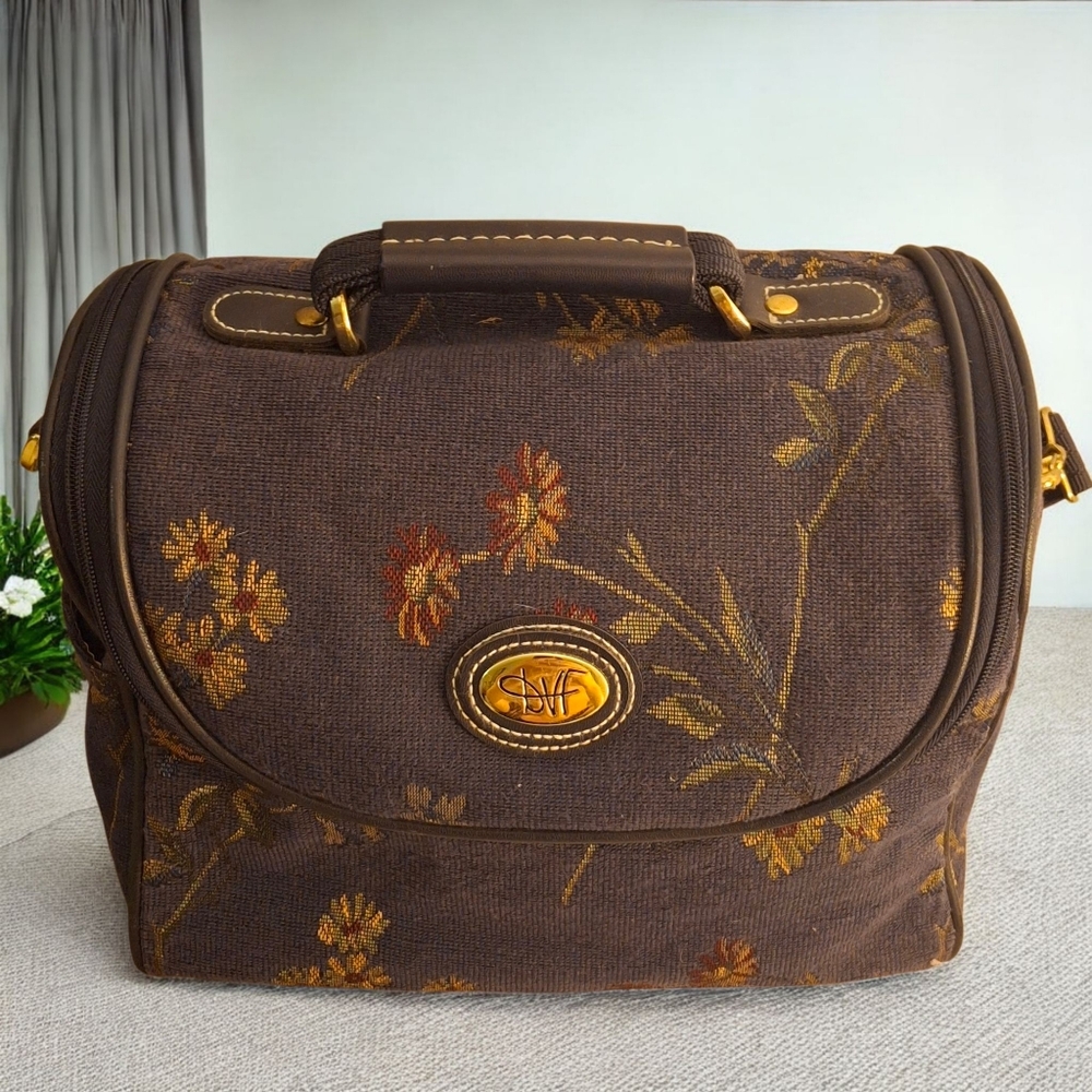 Vintage Diane Von Furstenberg Weekender, Carry On Train Case Shoulder Bag - Picture 9 of 13